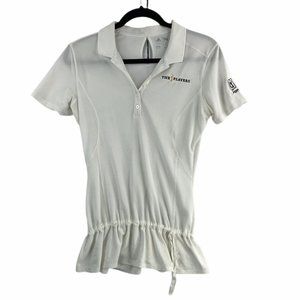 Adidas The Players Club Womens Top Medium TPC Sawgrass White Cinched Waist EUC